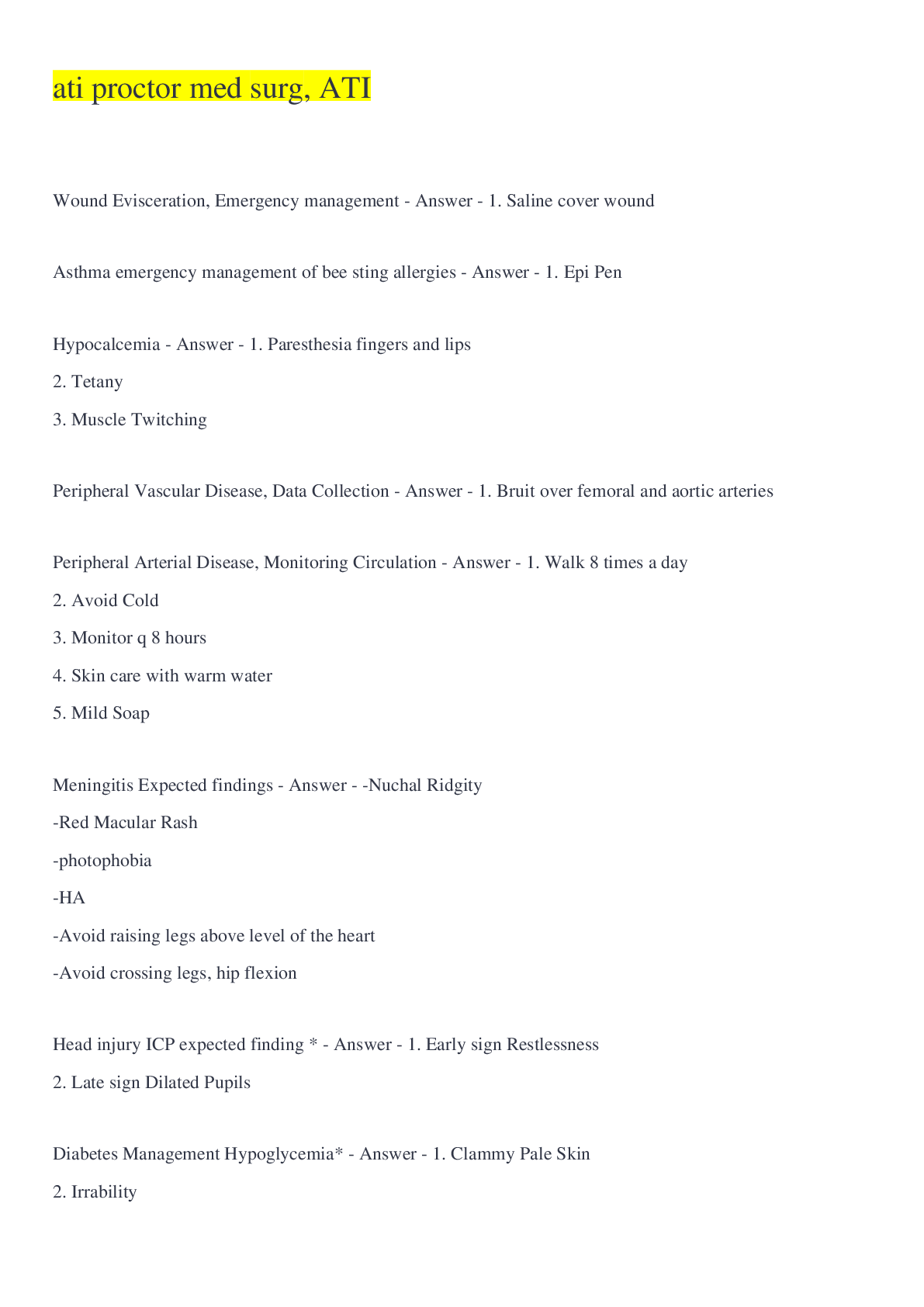 NEW 2022 COPLETE PRACTICE SOLUTION ATI PROCTOR MED SURG, ATI PRACTICE EXAM Q&A Browsegrades